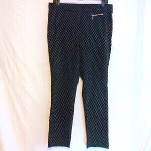 Rafaella Comfort Black Embroidered Micro-Dot Stretch Pants 14 Minimalist Office